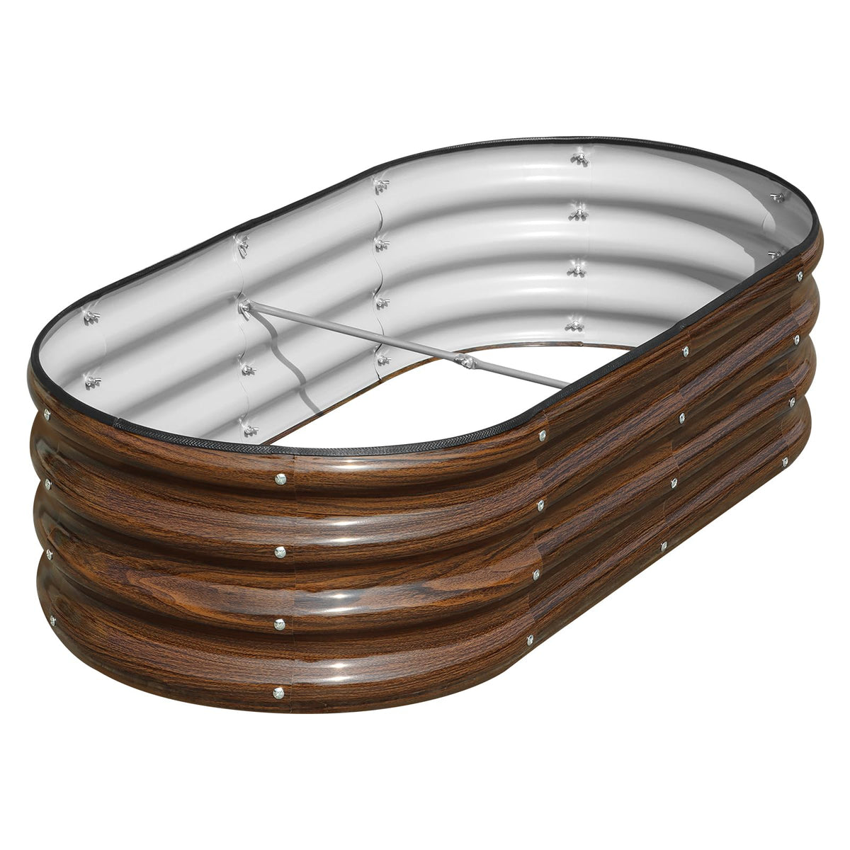 SnugNiture galvanized raised garden bed front view with ample space for vegetables.