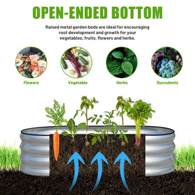 SnugNiture galvanized oval planter in a garden environment