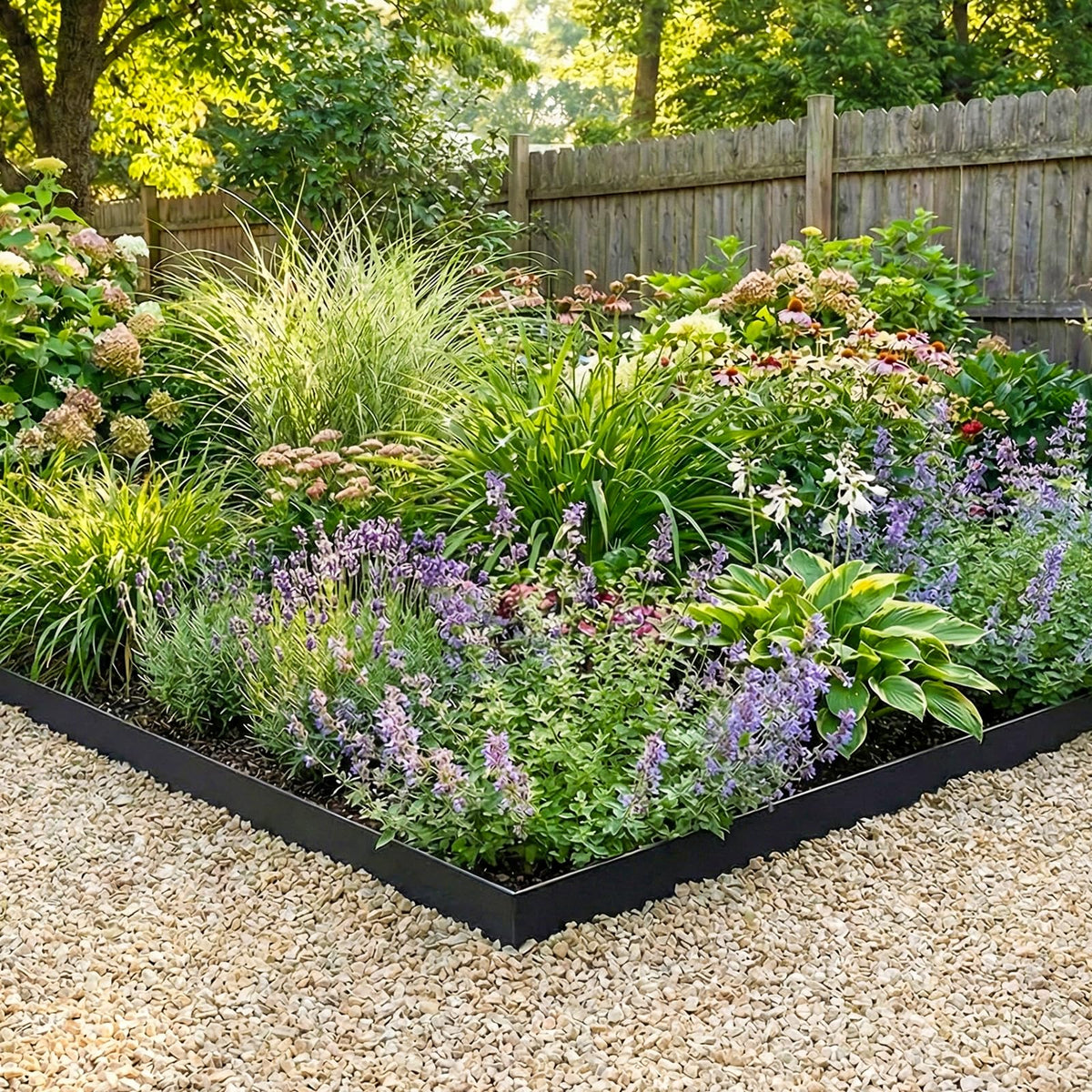 SnugNiture galvanized steel edging with stakes, quick setup for stable garden borders.