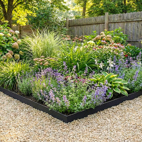 SnugNiture galvanized steel edging with stakes, quick setup for stable garden borders.