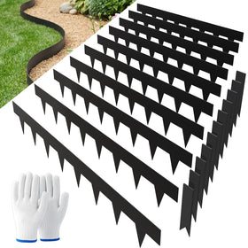SnugNiture galvanized steel edging defines a durable lawn boundary.