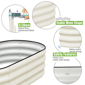 SnugNiture oval planter box highlighting bottomless frame and drainage.