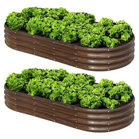 SnugNiture oval raised bed assembled view for a spacious garden setup