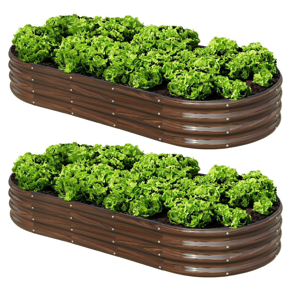 SnugNiture oval raised bed assembled view for a spacious garden setup