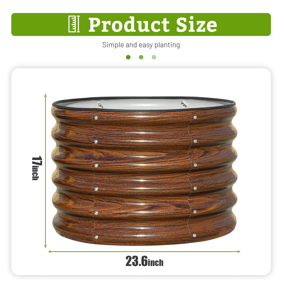 SnugNiture raised garden bed round, open base detail, promotes drainage and soil health