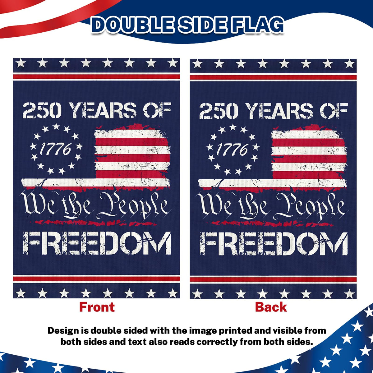 Snungee 12x18 garden flag ready for pole display in outdoor spaces.