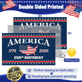 Snungee 250th Anniversary flag rear view highlights double-sided visibility for porch use