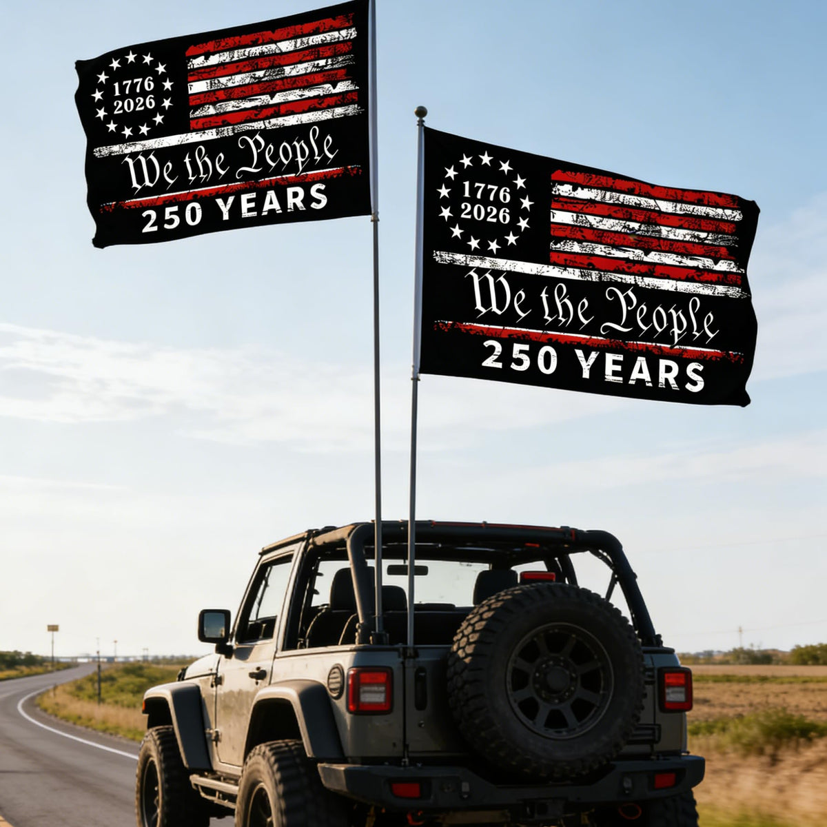 Snungee 250th anniversary flag, part of a patriotic collection piece.