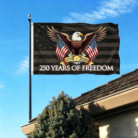 Snungee 250th Anniversary Flag double-sided print remains visible from both sides.