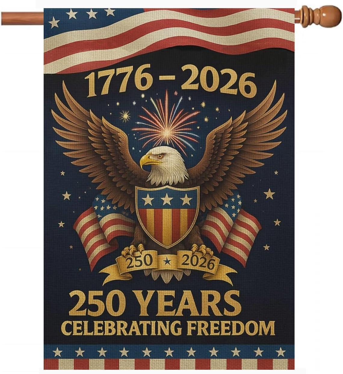 Snungee 250th Anniversary flag front view for outdoor display.