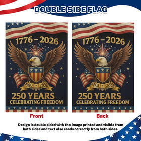 Snungee 250th Anniversary flag on garden pole ready for outdoor display