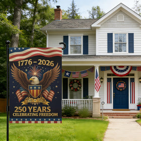 Snungee 250th Anniversary flag wind-swept for dynamic yard display