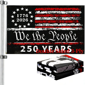 Snungee 250th anniversary flag on pole display, ideal for outdoor porch decor.
