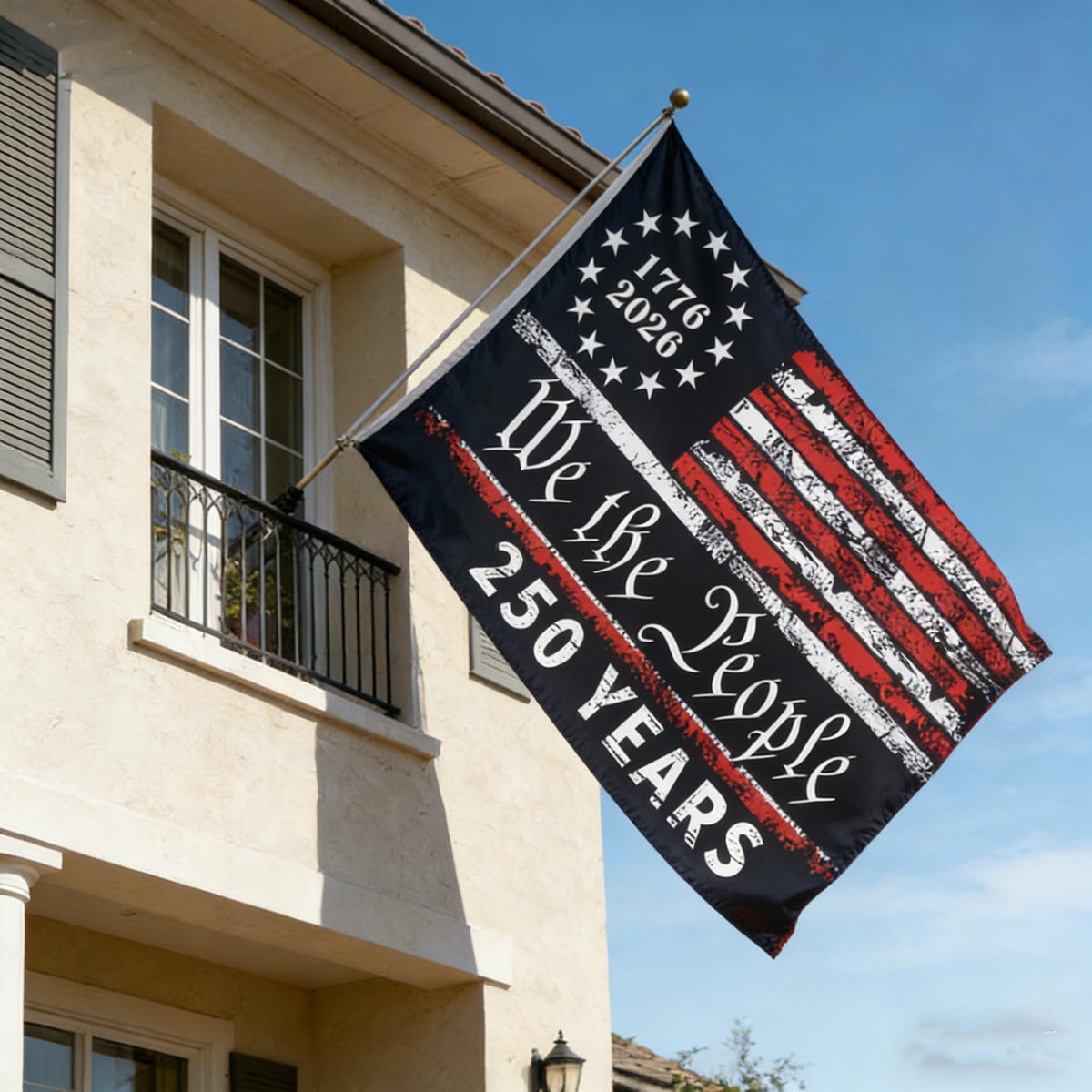 Snungee flag with brass grommets and canvas header for secure hanging.