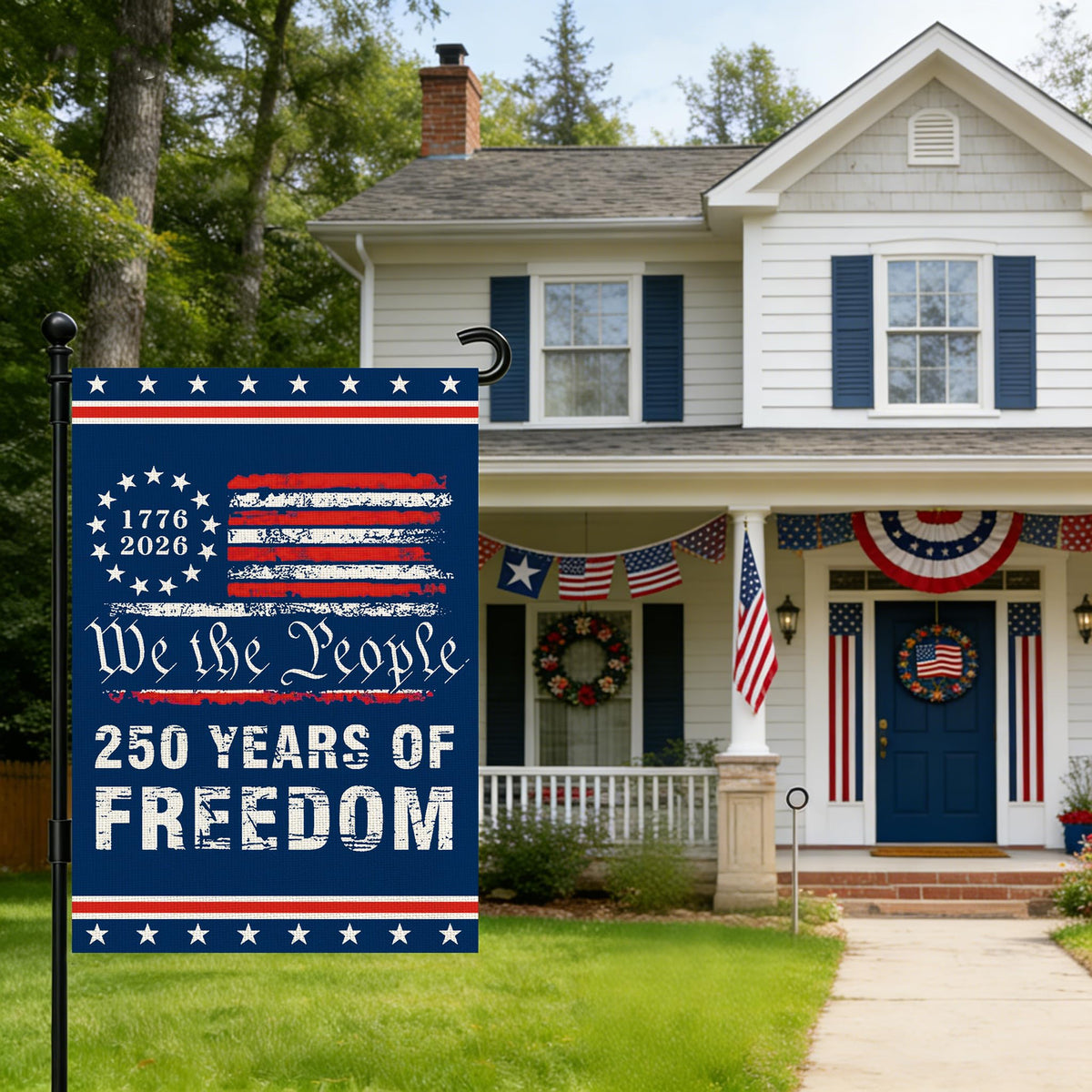 Snungee double-sided flag shows vivid design visible from both sides outside