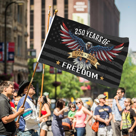 Snungee 250-year milestone flag commemorating American history.
