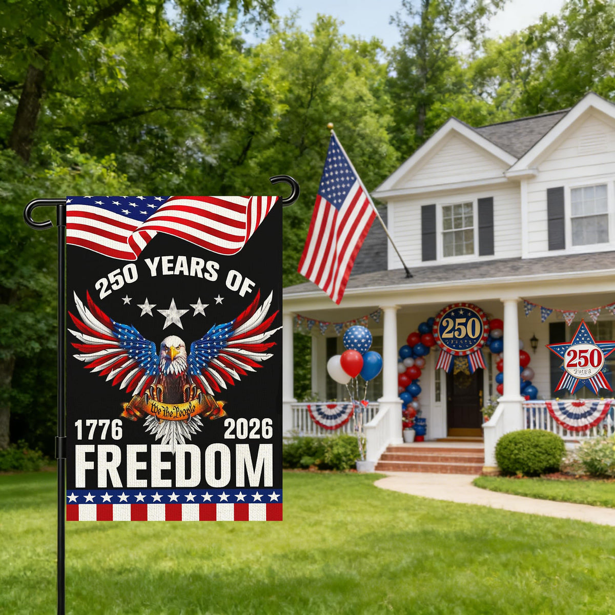 Snungee patriotic flag for Independence Day display.