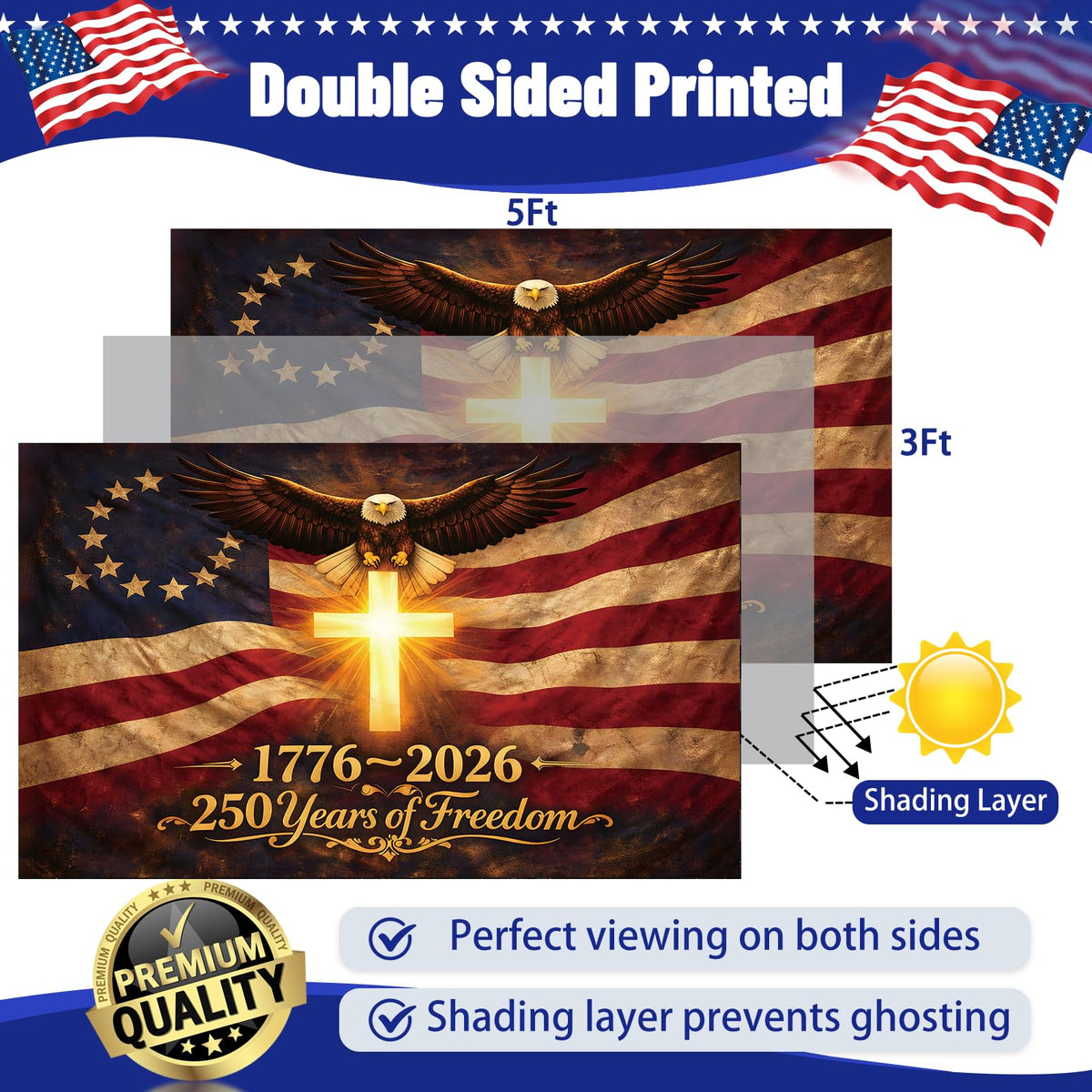 Snungee USA 3x5 durable outdoor flag ready for porch or garden.
