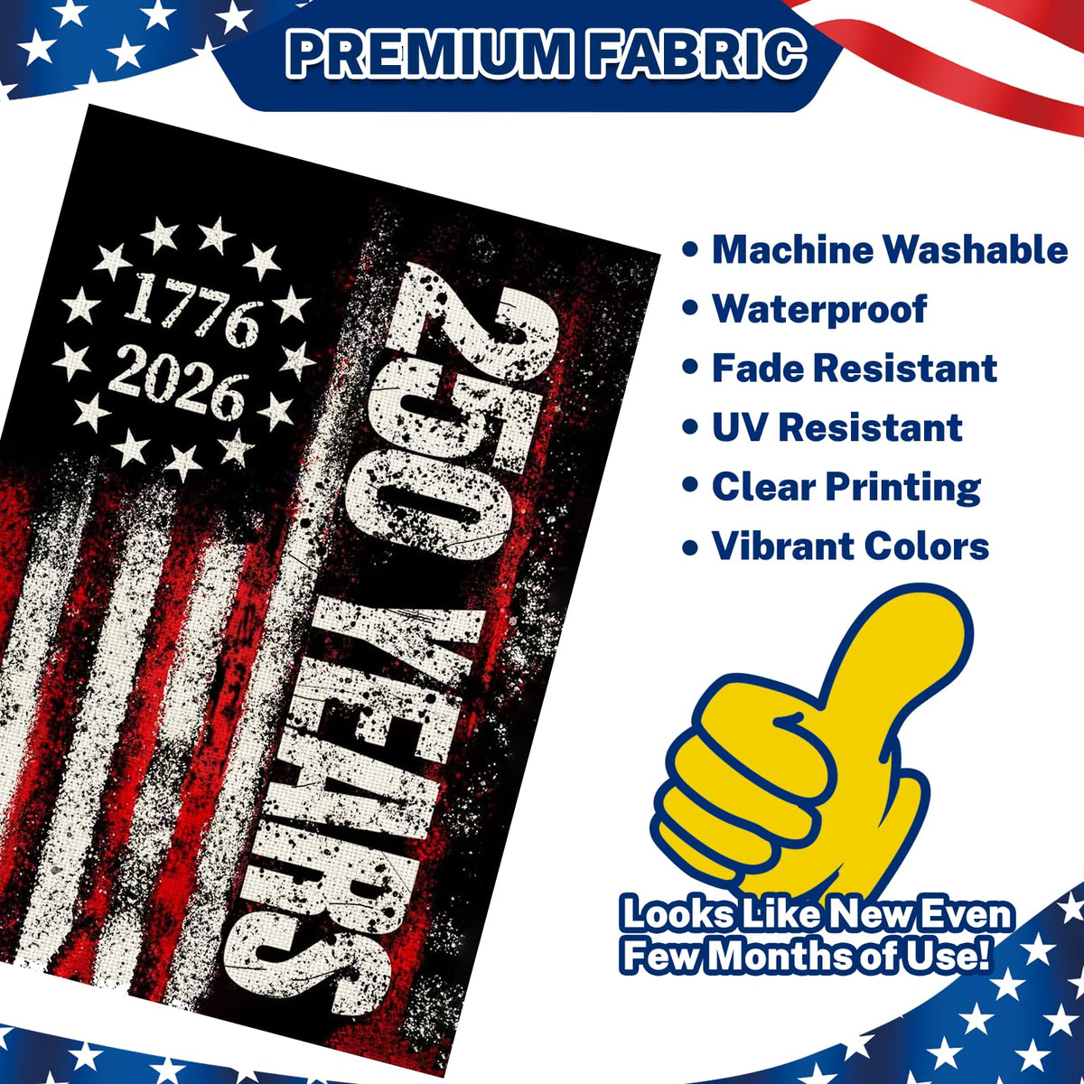 Snungee weather-durable linen flag withstands outdoor conditions.
