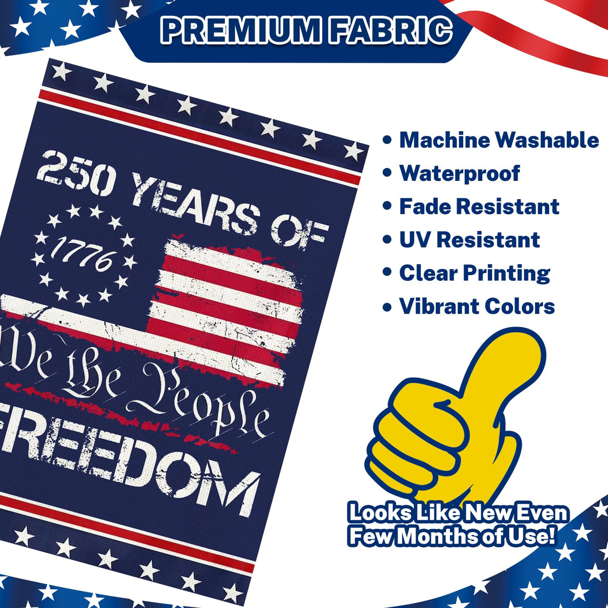 Snungee weatherproof flag with fade-resistant colors for longer outdoor life.