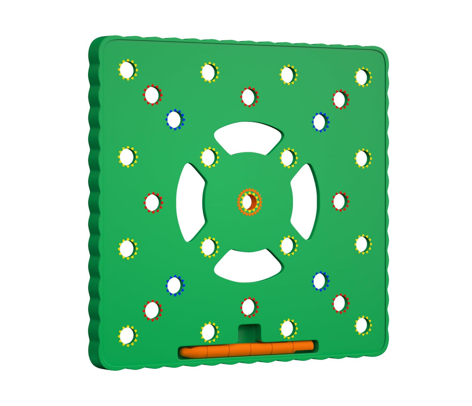 Snurfado Seed Spacer Tool demonstrates grid layout for efficient square foot beds.