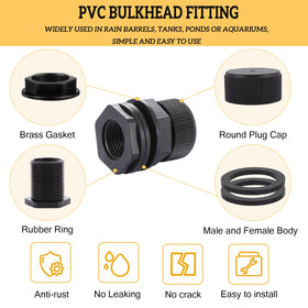 SNUTUYA 1/2 in NPT to 3/4 in GHT bulkhead enables versatile setups.