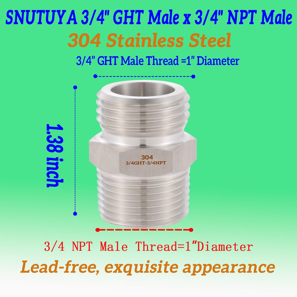 SNUTUYA 304 stainless steel adapter resists outdoor corrosion.