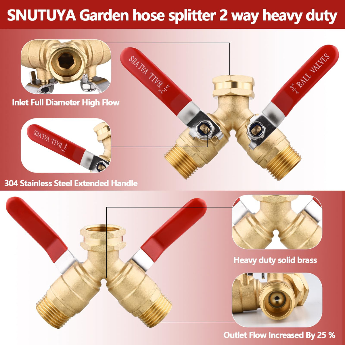SNUTUYA full-flow ball valve close-up showing minimal resistance.