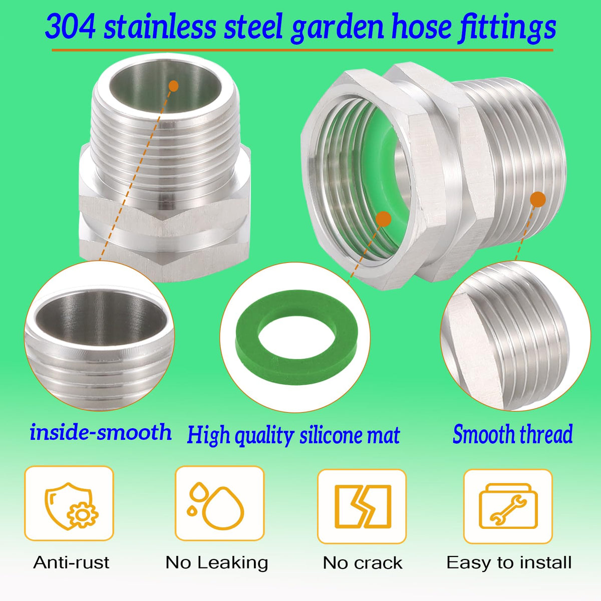 SNUTUYA heavy-duty stainless steel fittings withstand outdoor use and resist deformation