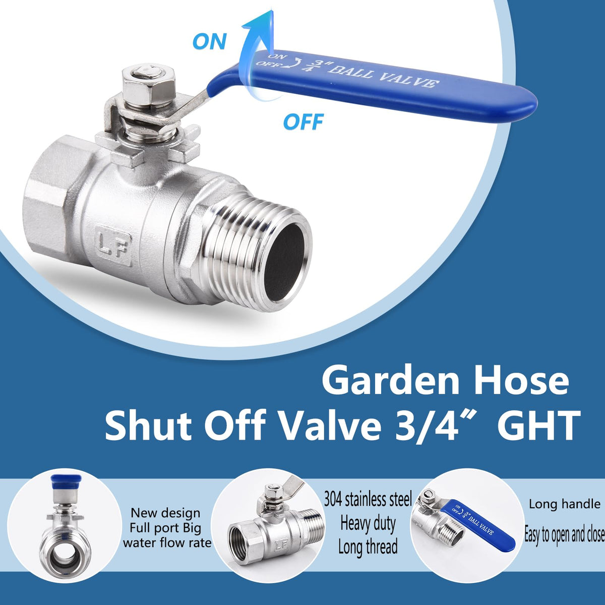 SNUTUYA heavy-duty valve handle enables easy operation even with wet hands.