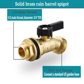 SNUTUYA lead-free brass spigot ensures safe connection with rain barrels