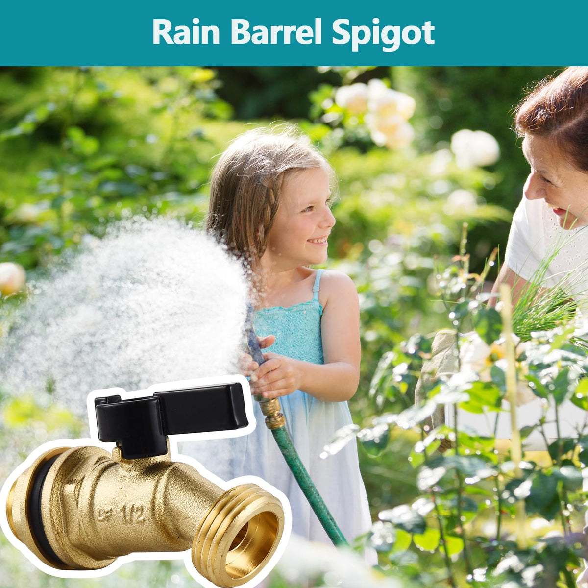 SNUTUYA rain-barrel spigot suits open-lid containers and DIY water totes