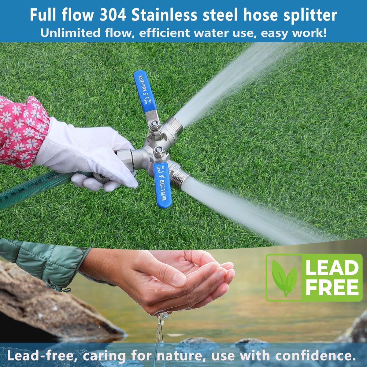 SNUTUYA Y-valve with two outlets and rugged stainless steel body for durability
