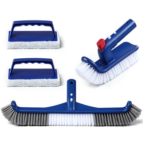 Snuvid 3-in-1 pool brush head curved long brush reaches deep corners.