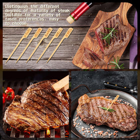 Soaoo bamboo temperature pick with flat handle eases skewering