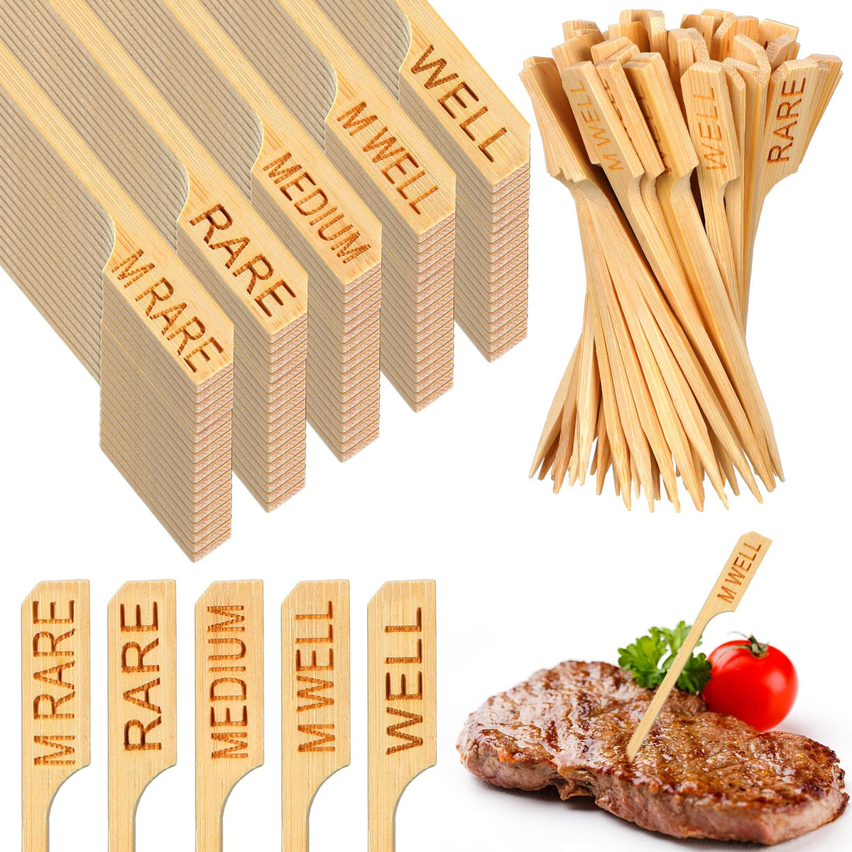 Soaoo bamboo temperature pick rare marker for precise doneness on BBQs