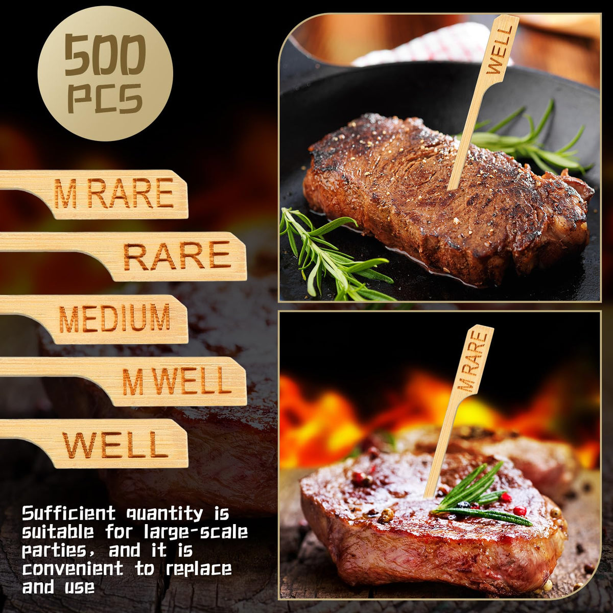 Soaoo bamboo temperature pick well marker helps serve doneness clearly