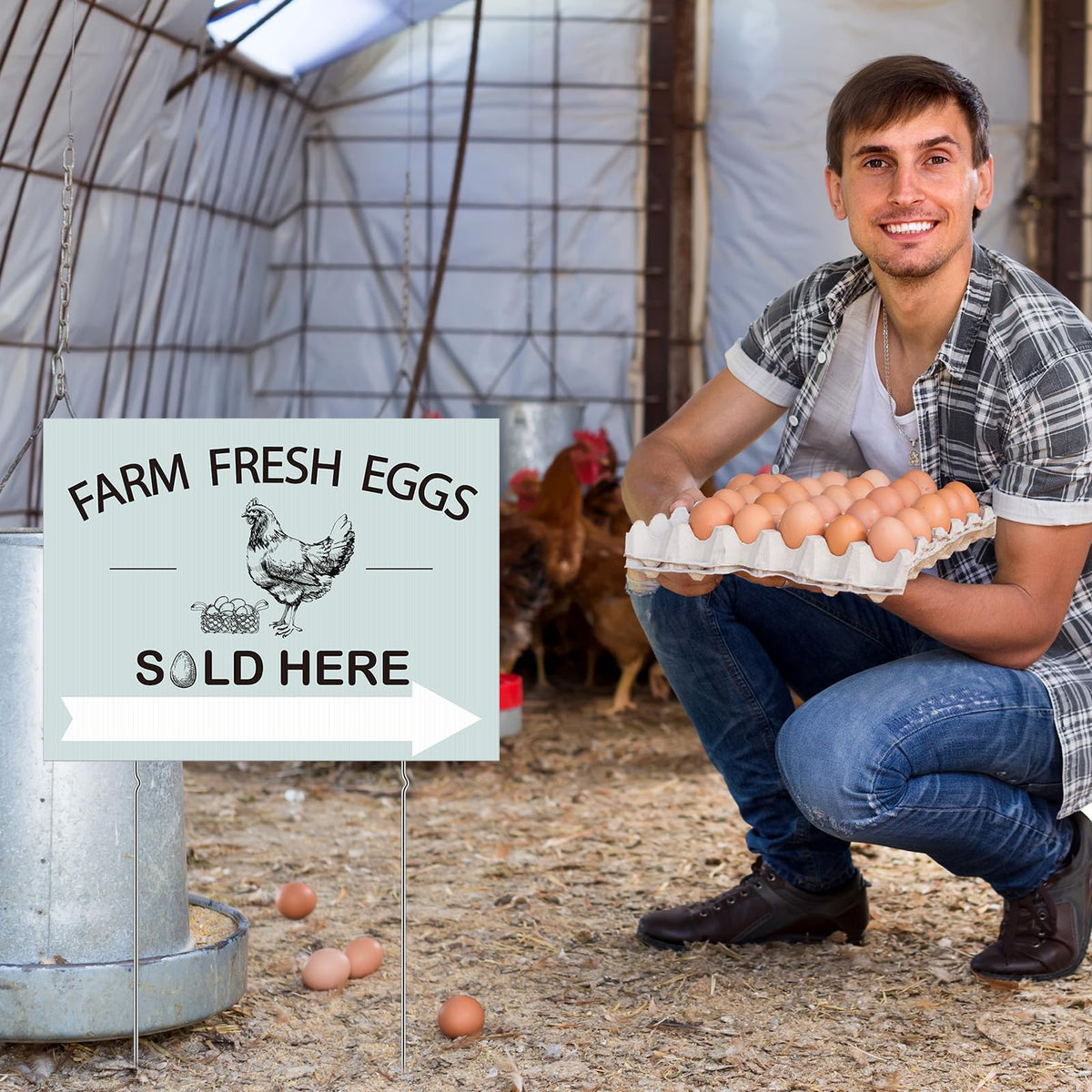 Soaoo eggs sign stakes assembly shows easy setup and stable display.