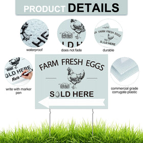 Soaoo farm-fresh eggs sign arrow sign left emphasizes sale direction.