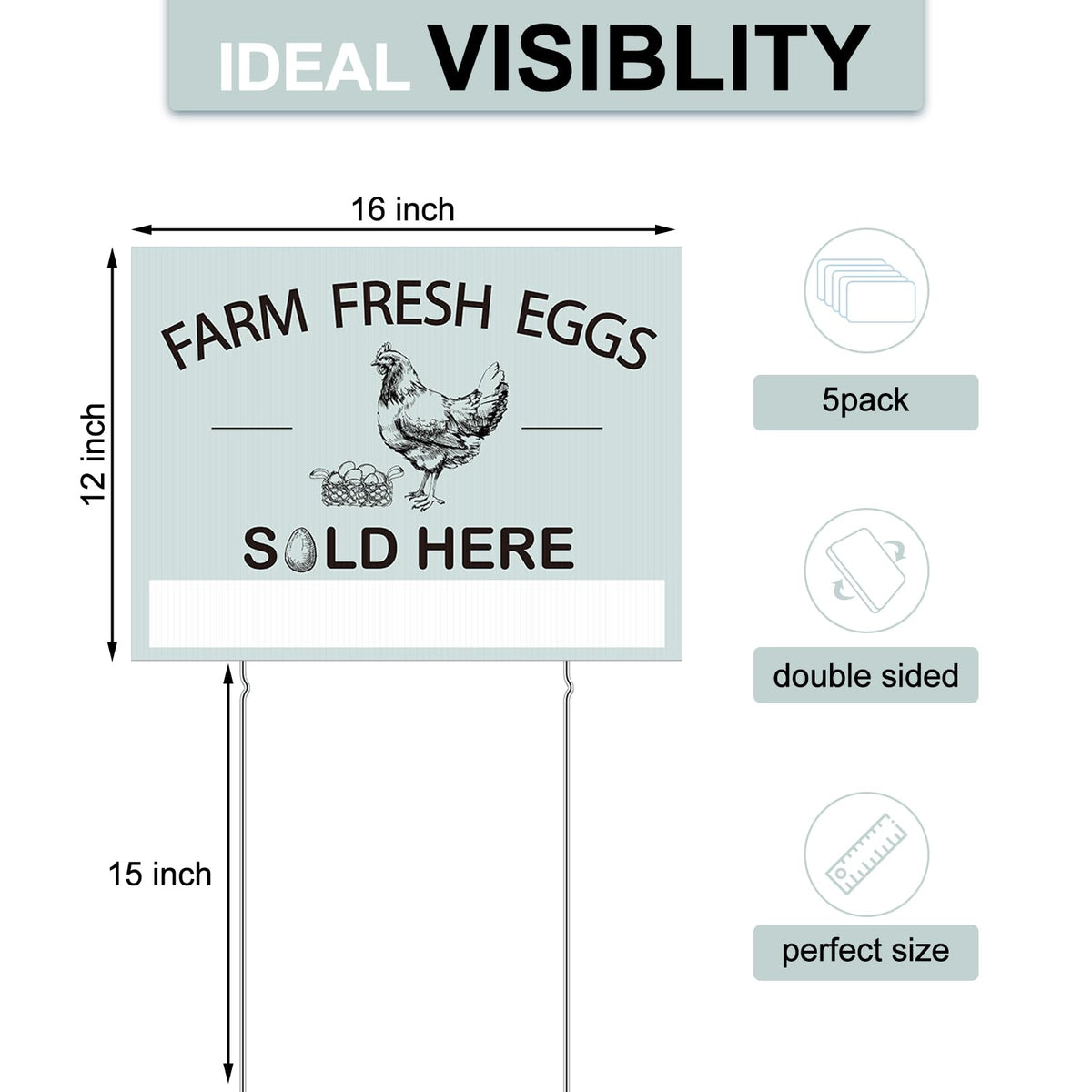 Soaoo farm-fresh eggs sign arrow sign right guides customers to your stand.