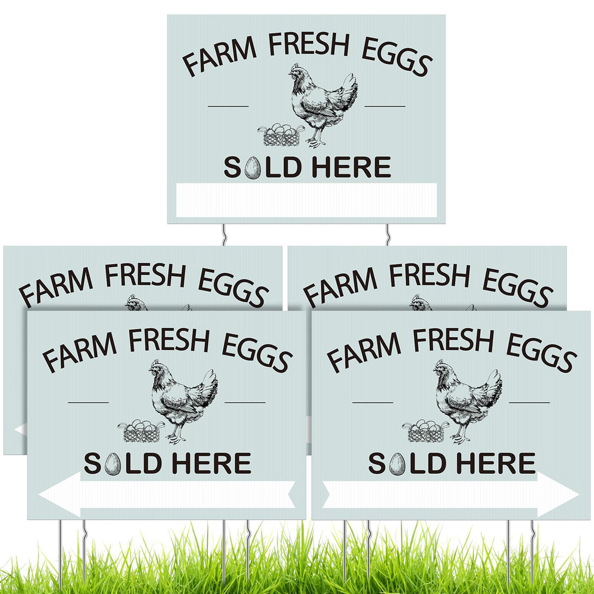 Soaoo farm-fresh eggs sign center view for clear in-yard advertising.