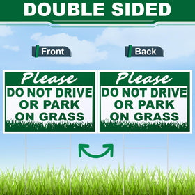 Soaoo no-parking sign on grass, lawn protection from blocking access.