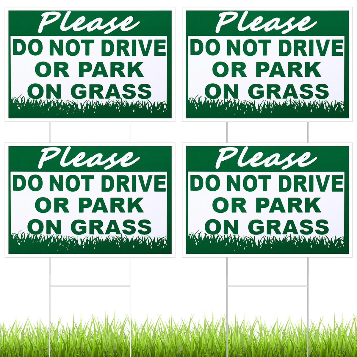 Soaoo no-parking sign on a lawn, clearly protects grass from unintended parking.