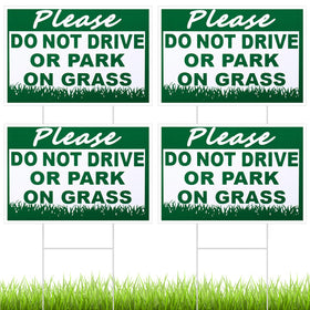 Soaoo no-parking sign on a lawn, clearly protects grass from unintended parking.