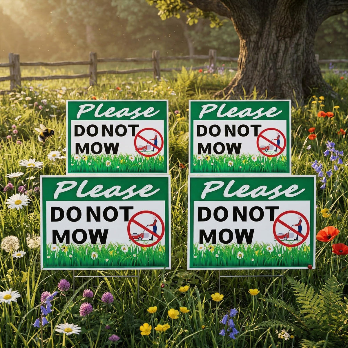 Soaoo please-do-not-mow-sign with metal H stake, front view enhances yard visibility