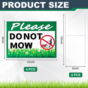 Soaoo please-do-not-mow-sign with metal H stake, side view shows double-sided print