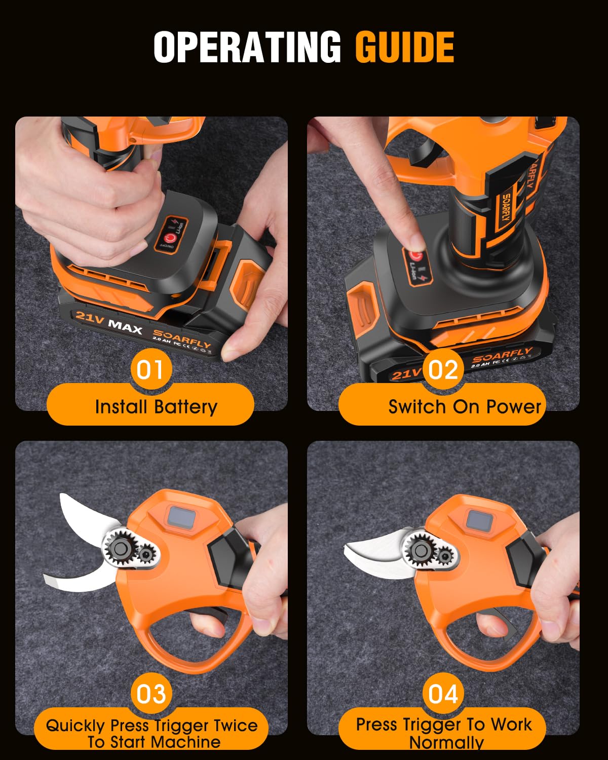SOARFLY double-battery setup supports longer pruning sessions