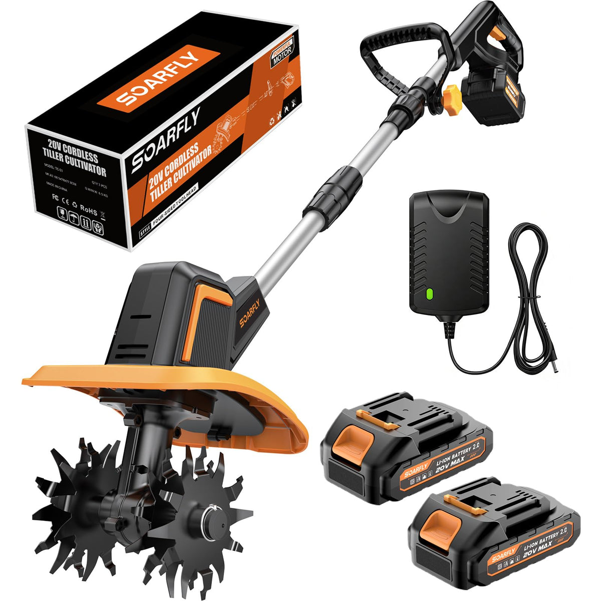 SOARFLY upgraded cordless tiller in action for efficient soil prep