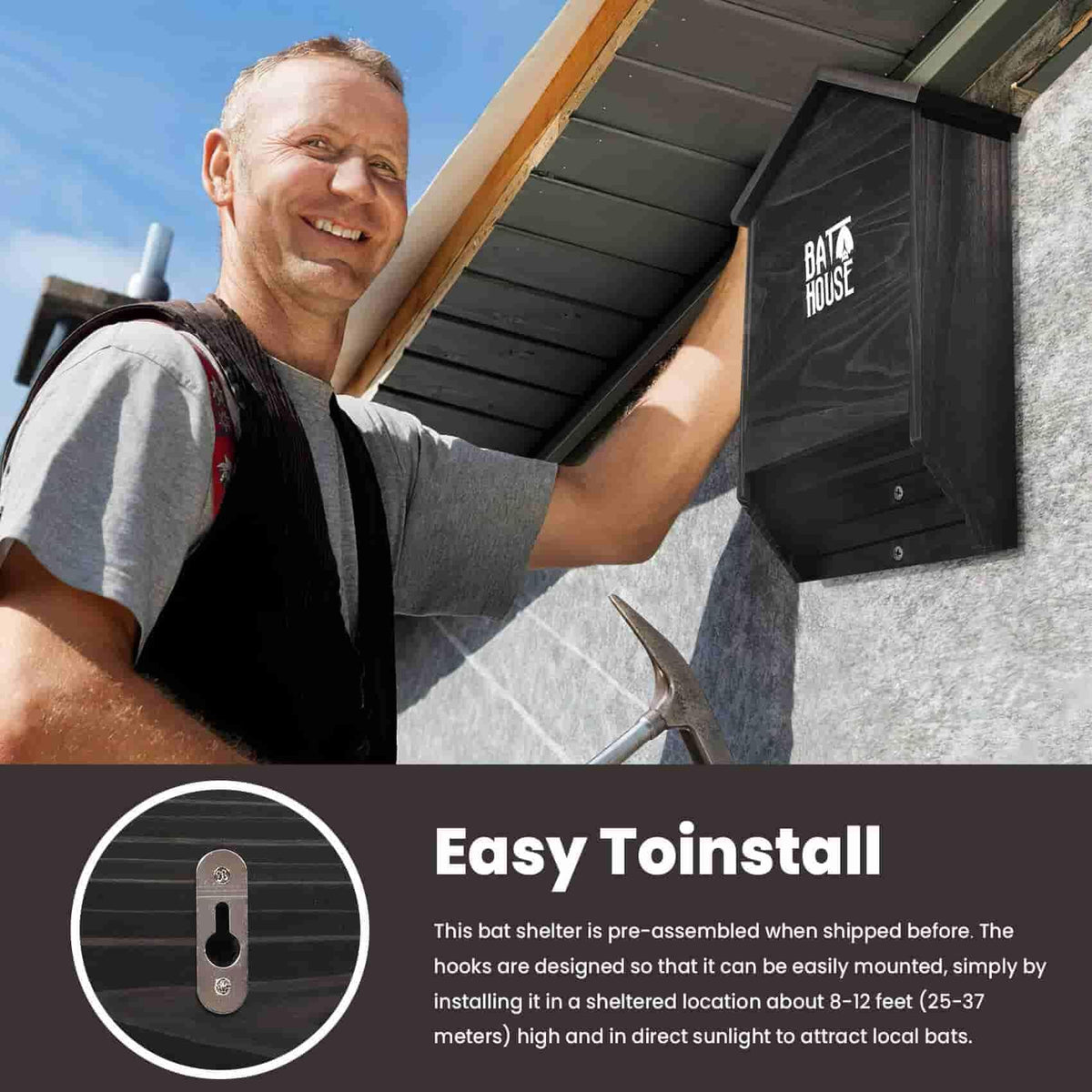 Sobalai bat house positioned for sun exposure supports roost activity.