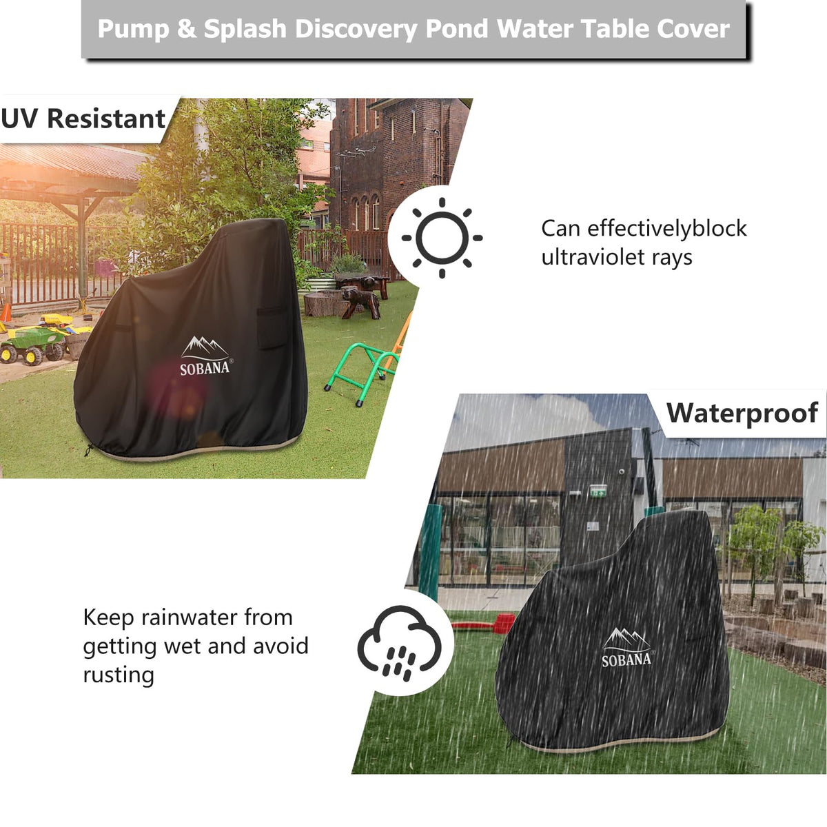 Sobana Kids Water Table Cover keeping leaves and debris away.
